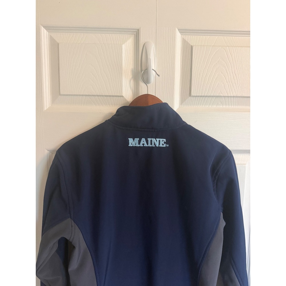 University of Maine Black Bears Softshell Jacket Navy Blue Grey Womens Small - Picture 5 of 9